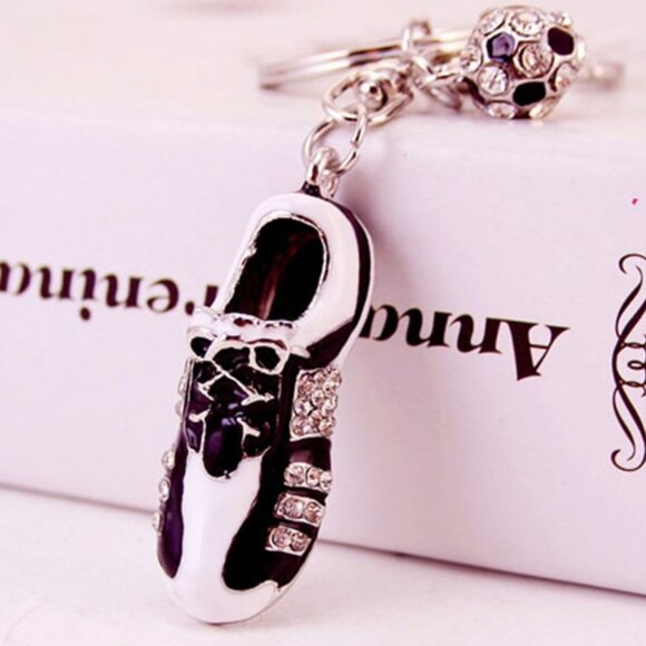 Rhinestone Soccer Shoe and Ball Key Chain - Picture 2 of 3